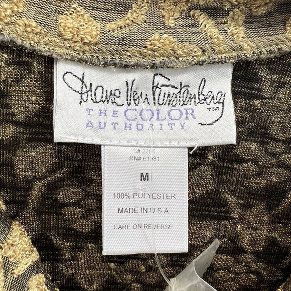 Vintage DVF Diane Von Furstenberg Color Authority Gold Velvet Burnout Shirt M - Picture 9 of 13